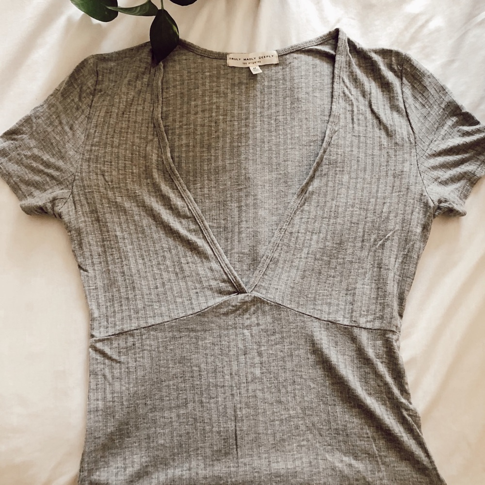 Urban Outfitters grey deep v shirt